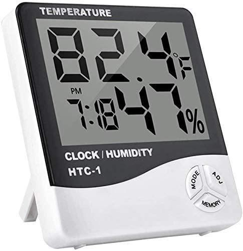 RDN Digital LCD White Thermometer Hygrometer Temperature Humidity Meter Gauge Clock /Humidity [ Model : HTC-1 ]
