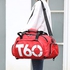 Sports Gym Bag, Travel Duffel bag with Wet Pocket & Shoes Compartment for men women (Red-White), Red-White