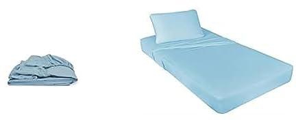 ملاية باستك مقاس 1×2 متر بيبي بلو + طقم ملاية سرير باستك من 2 قطعة، 1.20×2 متر (أزرق سماوي)