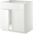 METOD Base cabinet f sink w 2 doors/front - white/Ringhult white 80x60 cm