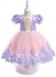Princess Style Puffy Tulle Lace Dress with Butterfly Bow for Girls with Long Hair - Perfect Formal Attire for Special Occasions