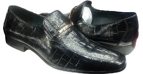 Mister Black Croc Skin Patterned Leather Shoe For Men