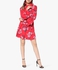 Red Floral Bell Sleeve Mini Dress