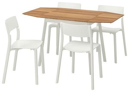 IKEA PS 2012 / JANINGE Table and 4 chairs, bamboo, white