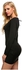 ZEAGOO Cyber Zeagoo Women V-Neck Lace Up Back Long Sleeve Bodycon Mini Party Dress (Black)
