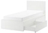 MALM Bed frame, high, w 2 storage boxes, white, 90x200 cm - IKEA