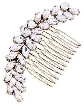 Leaves Shaped Crystal Studded Hair Comb Clear/Silver
