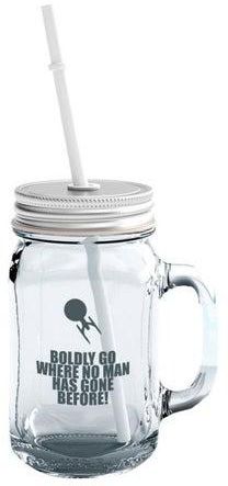Glass Mason Jar With Lid And Straw Clear/Grey/Silver 15ounce
