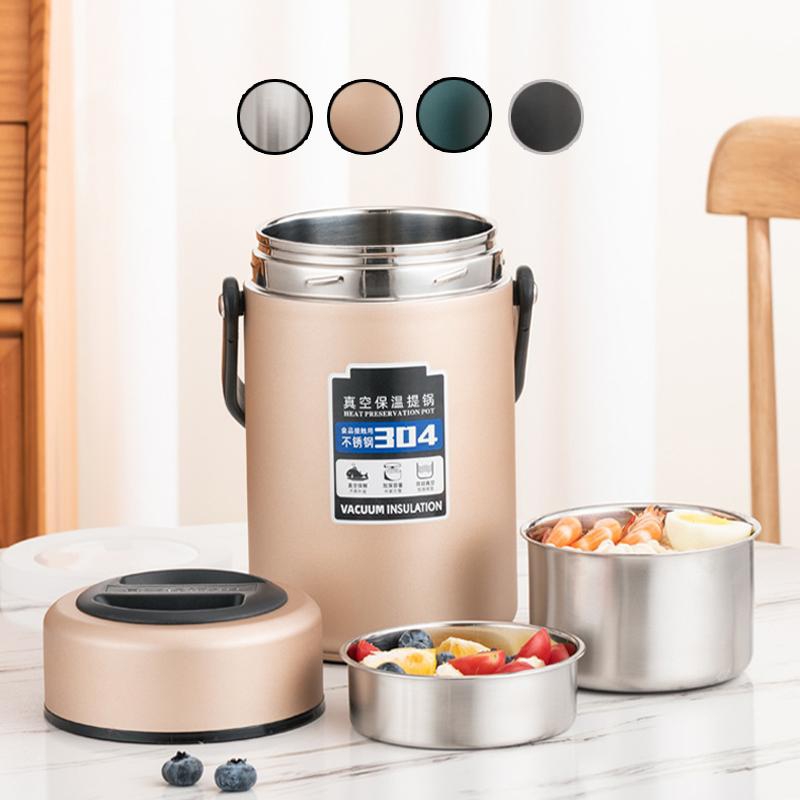 2.2L Stainless Steel Vacuum Insulation Pot Office Lunch Box (4 Colors)