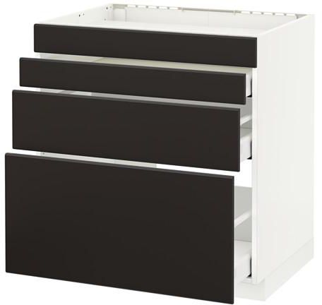METOD / MAXIMERABase cab f hob/4 fronts/3 drawers, white, Kungsbacka anthracite