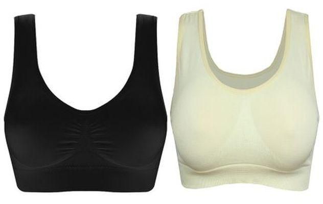 2 In 1 Seamless Non-Padded Support Bra Top - Black, Beige