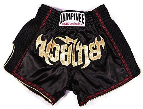 Lumpinee Retro Original Muay Thai Shorts for Kick Boxing Fight LUMRTO-010 M Black