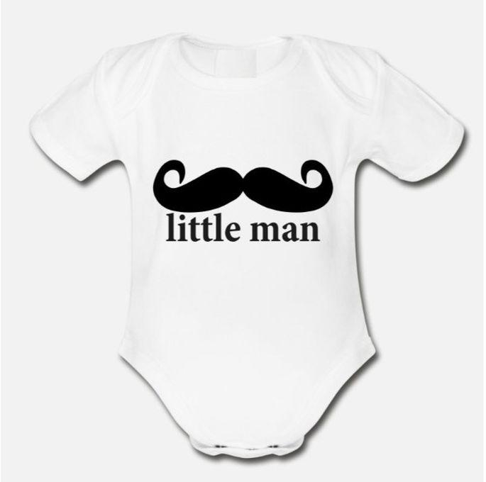 Little Man Cute Kids Mustache T Shirt Organic Short Sleeve Baby Bodysuit