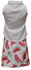 White Stoned Sleeveless Shirt & Water Melon Printed Skirt With Belt Girl's Set