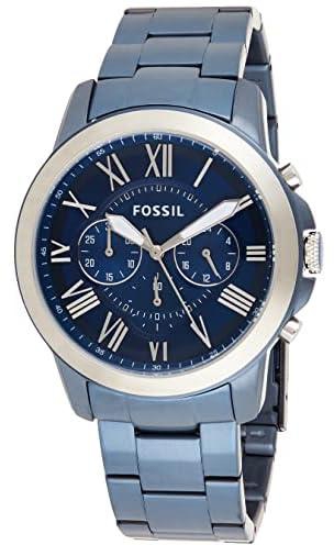 Fossil Watch for Men, Quartz Movement, Analog Display, Blue Stainless Steel Strap-FS5230