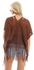 Kady Crochet Poncho Top With Fringes - Brown