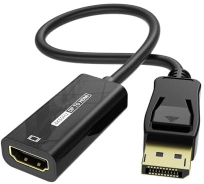 DP to HDMI Adapter HDR 4K@60Hz, Gold-Plated Displayport 1.4 to HDMI Adapter(Male to Female), Support 4K@60Hz 2K@120Hz 1080P@144Hz, Compatible with PC Laptop, Eyefinity Multi-Display(Driver-Free)