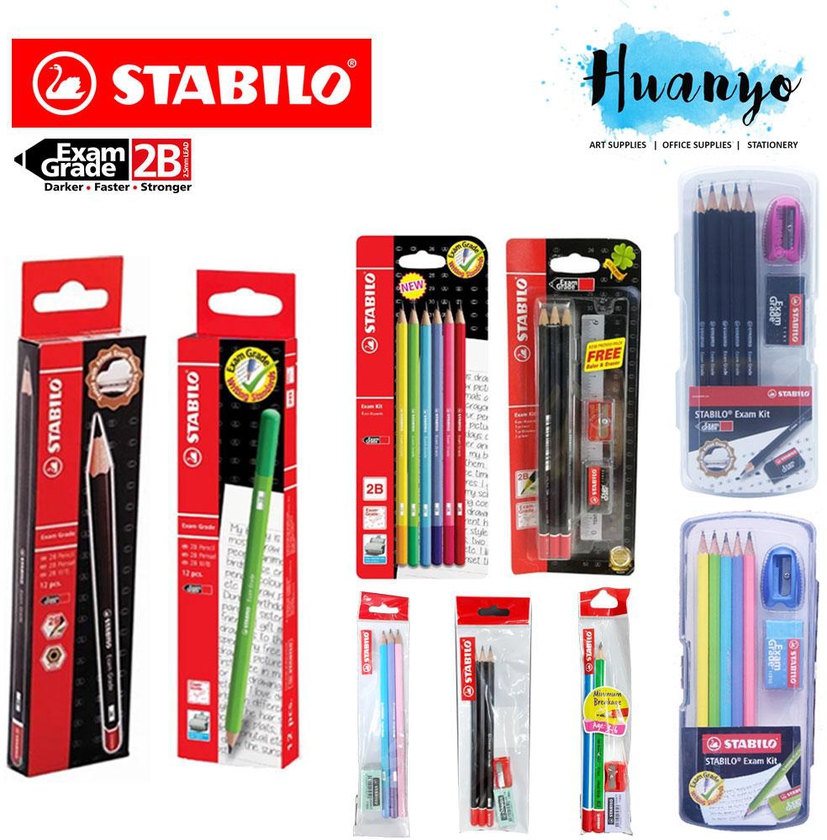 Stabilo Exam Grade 2B Pencil (Black & Colour Series, Set of 12 / 6, Jumbo ,Value Pack & Exam Set)