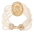 Swarovski Elements Women's 18K Gold Plated Beaded Pearl Bracelet [SWR-108]