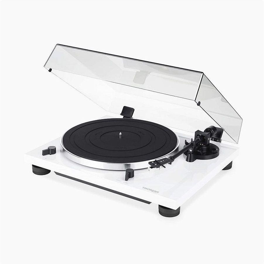 Thorens TD-201 Manual Two-Speed Belt-Drive Turntable with Built-in Preamp - White High Gloss