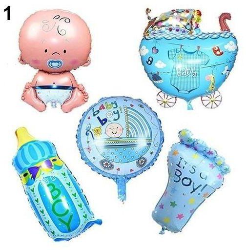 Bluelans 5Pcs Baby Kids Shower Foil Balloons Helium Balls Party Decorations Supplies (Blue)