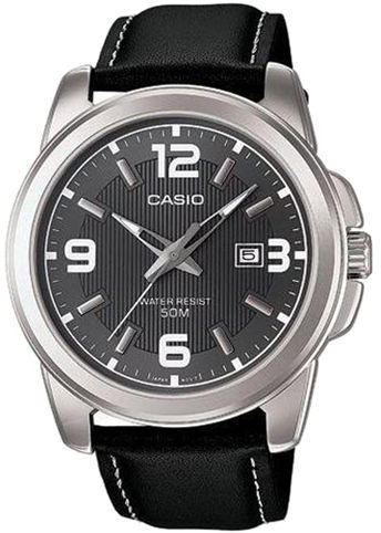 Casio Women's Grey Dial Leather Band Watch - LTP-1314L-8AV