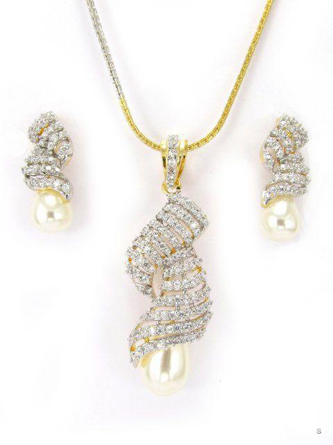 Zirconia Pendant Necklace Earrings Jewelry Set