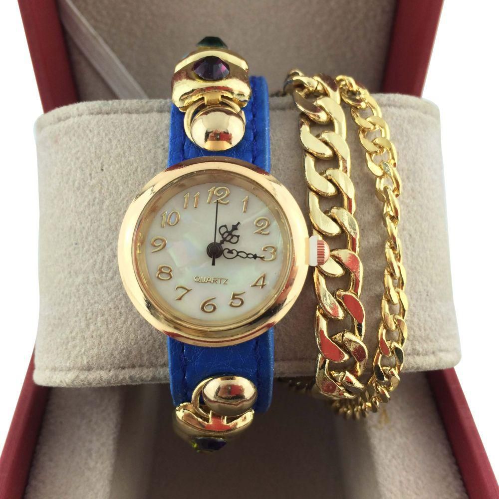 Golden Chain Watch ,WE361-2 For Women ‫(Analog,Casual Watch)
