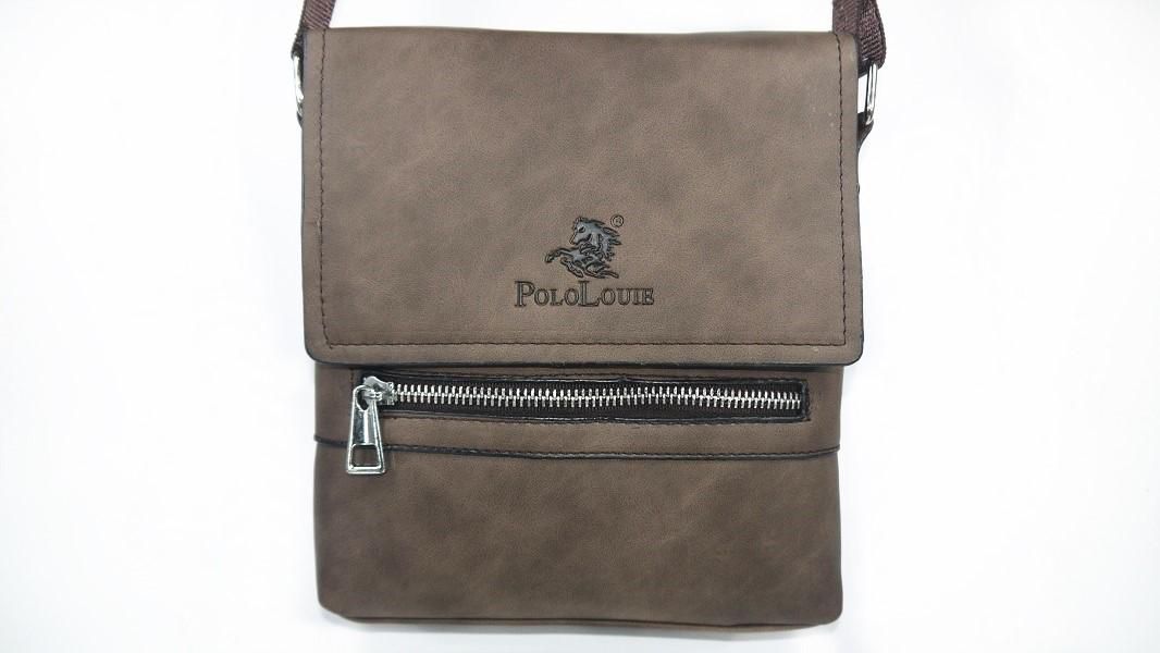 Polo Louie Men's Messenger Business Shoulder Bag (Dark Brown - Light Brown)
