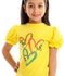 Andora Puffed Short Sleeves Stitched Tee - Yellow