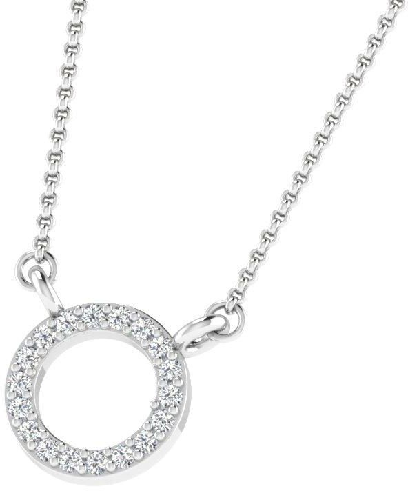 His & Her 0.09 Cts Diamond Round Shape Necklace in 925 Sterling Silver (GH Color, PK Clarity) with 16" Silver Chain