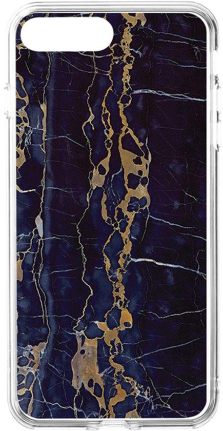 Flexible Hard Shell Case Cover For Apple iPhone 8 Plus/iPhone 7 Plus Mustard Patched Purple Marble