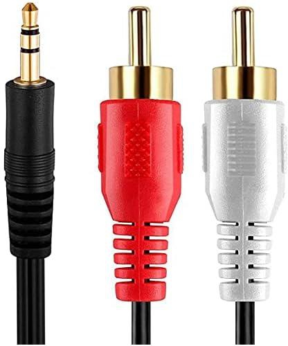 DKURVE™ 3.5mm to 3 RCA Male Plug to RCA Stereo Audio Video Male AUX Cable Cord, 3.5 mm to RCA AV Camcorder Video Cable (1.5 M) (3.5mm to 2-Male RCA)