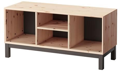 NORNÄSBench with storage compartments, pine, grey