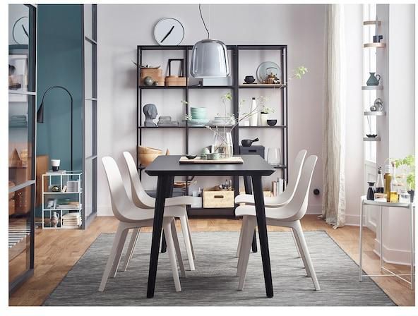 VITTSJÖ Storage combination, black-brown/glass, 151x36x175 cm - IKEA