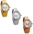 JewelryWe Men Women Bling Watches Gold Tone Stainless Steel Band Wrist Watch