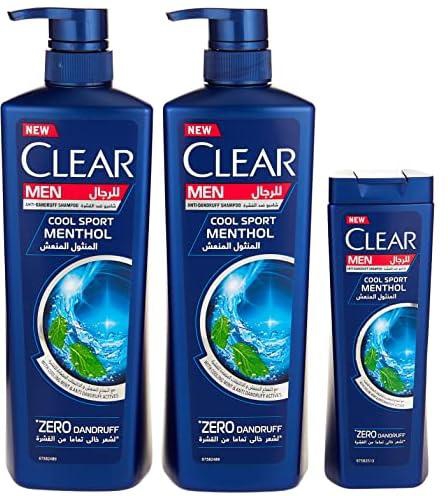 Clear Men's Anti-Dandruff Shampoo Provides Intense Cooling Power, Cool Sport Menthol, 700ml (Pack of 2) + Clear Men's Anti-Dandruff Shampoo Provides Intense Cooling Power, Cool Sport Menthol, 200ml