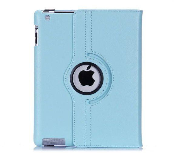 SKY BLUE LEATHER 360 DEGREE ROTATING CASE COVER STAND FOR IPAD 2 3 & 4