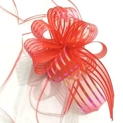 Generic Red Poppy Organza Pull Bow Ribbon for Craft , Wedding Decoration Gift ribbon Butterfly Hand Flower Wedding Car Sheer Garland