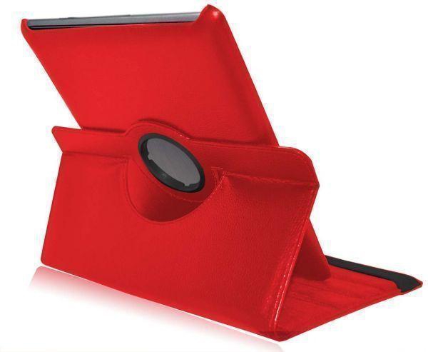 LEATHER 360 DEGREE ROTATING CASE COVER STAND FOR APPLE iPAD 2 3 4 RED