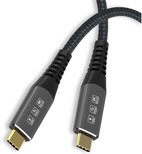 كيبل USB4 متوافق مع ثاندربولت 4، كيبل 8K 5K USB-C 8K@60Hz 5K/4K 60Hz فيديو 40Gbps معدل نقل البيانات 20 فولت 5 امبير 100 واط، كيبل USB-C خارجي SSD eGPU (1 متر)