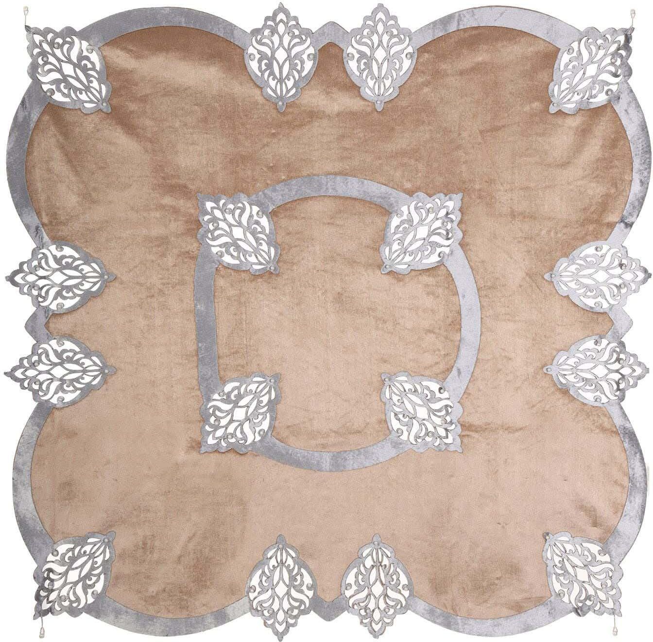 Get Velvet Square Tablecloth, 90×90 cm, approximately 250 gram - Gold Silver with best offers | Raneen.com