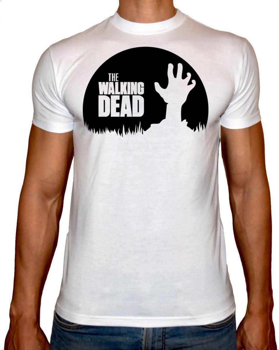 Fast Print The Walking Dead Round Neck T-Shirt for Men - White