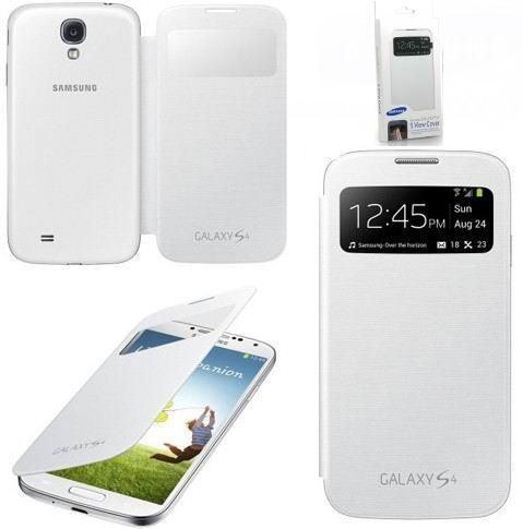 S-view Flip Case Cover With Screen Protector For Samsung Galaxy S4 I9500 - White Pearl
