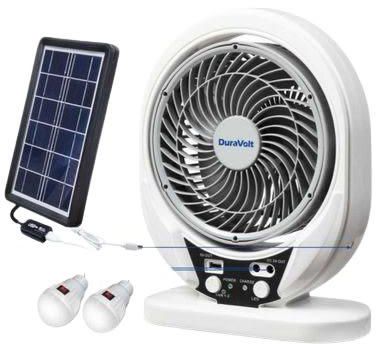 Solar Rechargeable Fan 3in1 Table Type With Bulbs - 7''