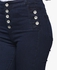 Navy Button Detail High-Waist Jeans