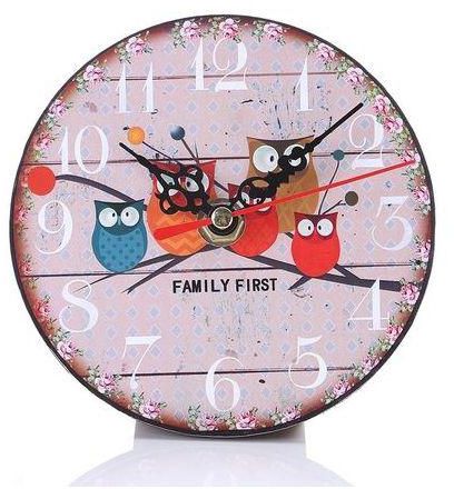 Neworldline Vintage Style Non-Ticking Silent Antique Wood Wall Clock For Home Kitchen Office- Pink
