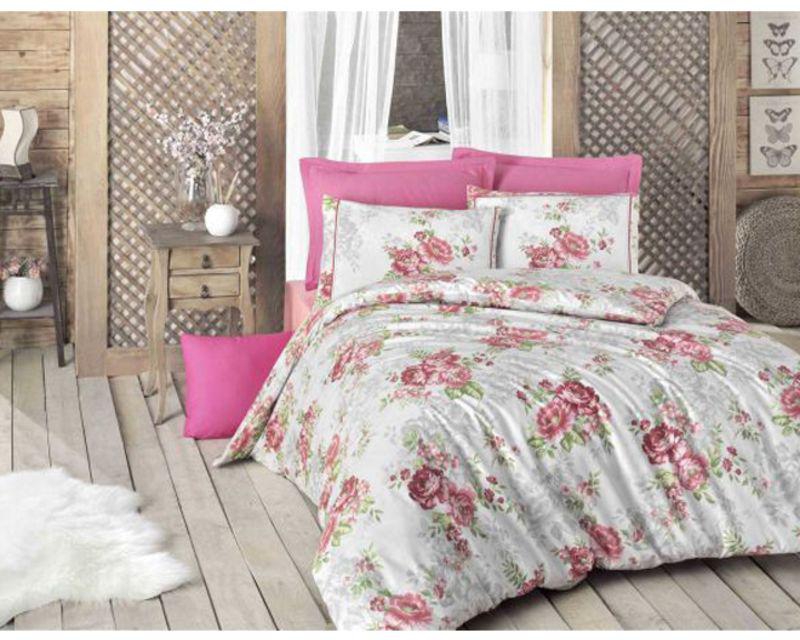 4-Piece Shabby Quilt Cover Set White/Pink/Green Double