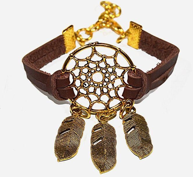ZISKA Dream Catcher Leather Bracelet – Brown