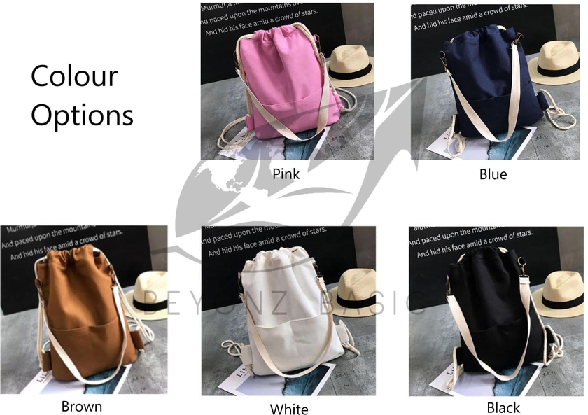 Beyonzbasic Shoulder Drawstring Backpack Canvas Travel Drawstring Bag (5 Colors)